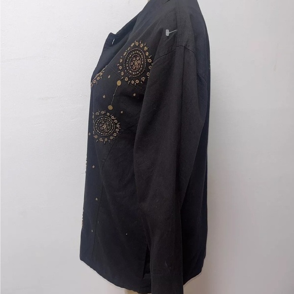Quacker Factory Button Down Jacket Beaded Black Size XL New - Picture 4 of 6